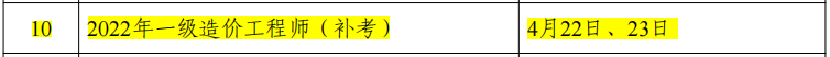 2023年造价工程师考试及补考时间